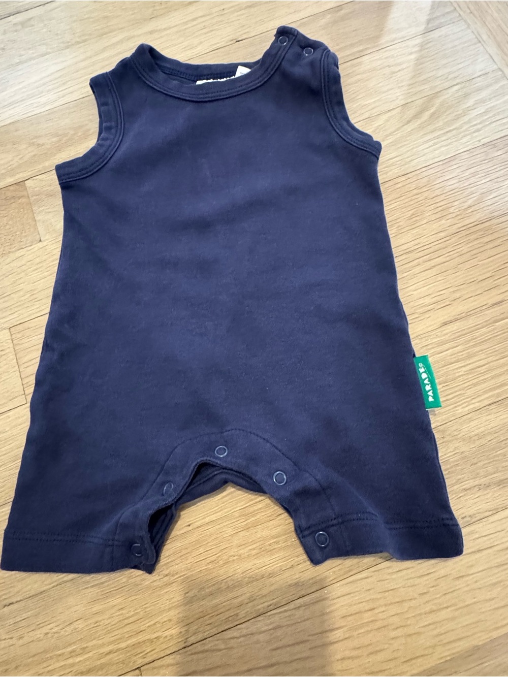100% Organic Navy Sleeveless Baby Romper